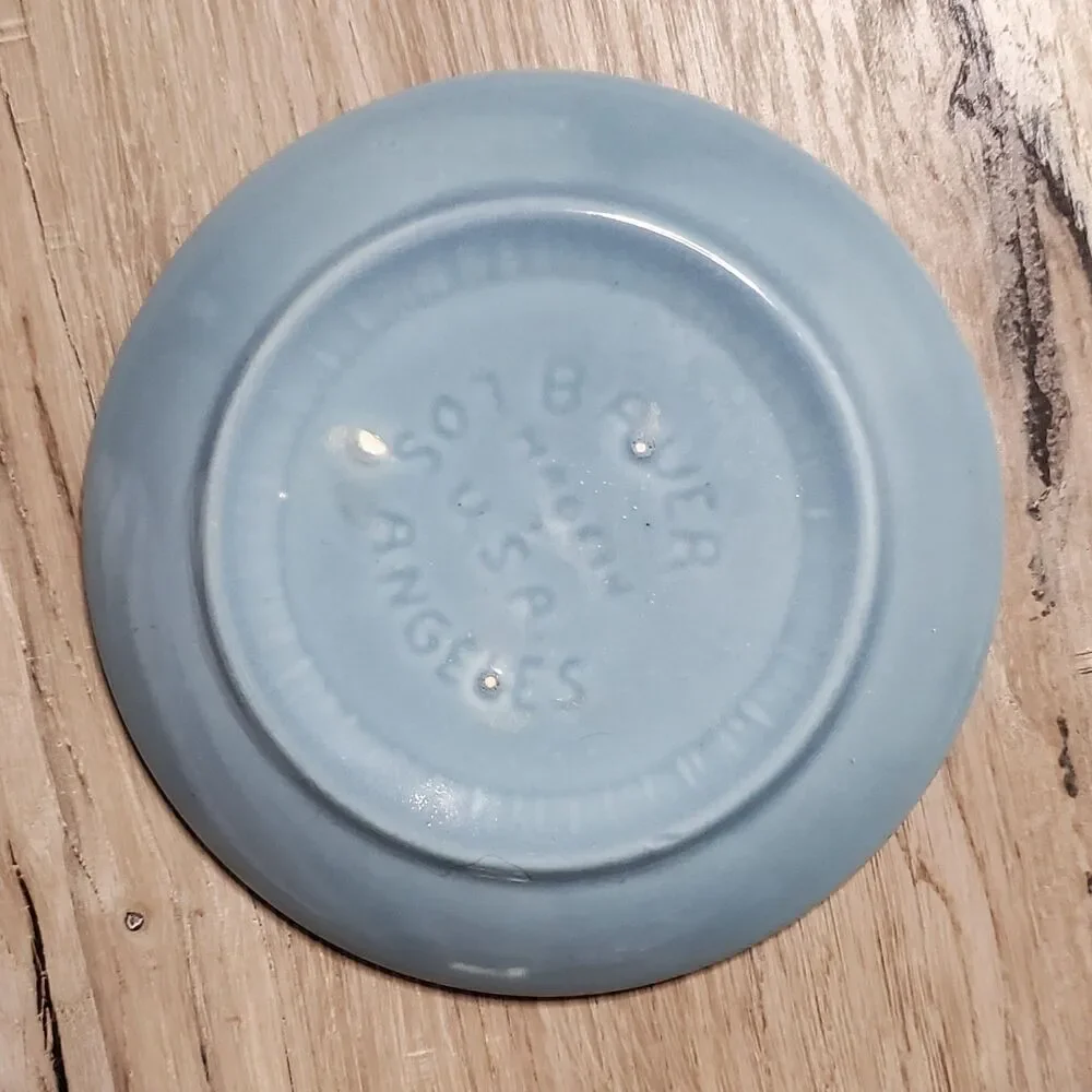 Set of 3 Genuine Vintage Bauer Pottery Ringware Saucers - Blue, Cobalt, Green